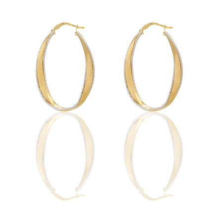 Orecchini Oro Giallo, Oro Bianco Oro 18 carati Cerchio  Solo Oro Spessore mm. 4,4 diametro interno cm.1,5*3,5