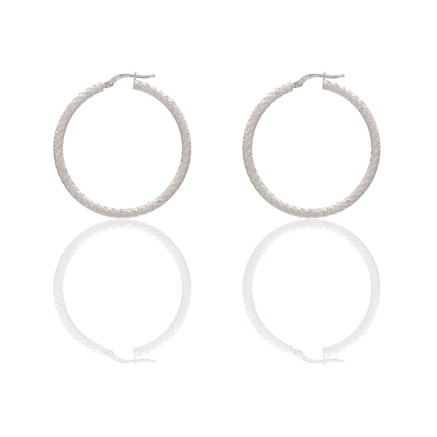 Orecchini Oro Bianco Oro 18 carati Cerchio  Solo Oro Spessore mm. 2 diametro interno cm.3
