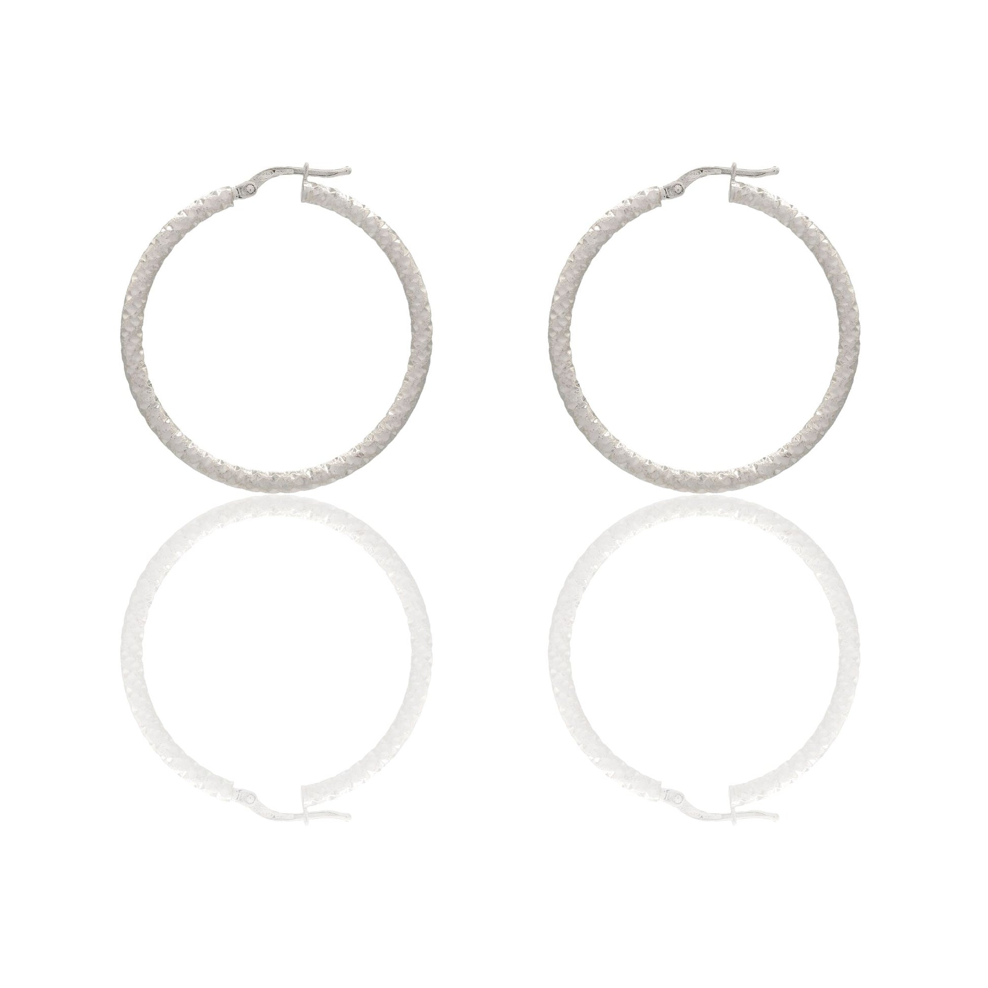 Orecchini Oro Bianco Oro 18 carati Cerchio  Solo Oro Spessore mm. 2 diametro interno cm.3