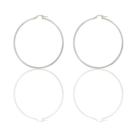 Orecchini Oro Bianco Oro 18 carati Cerchio  Solo Oro Spessore mm. 1,5 diametro interno cm.5