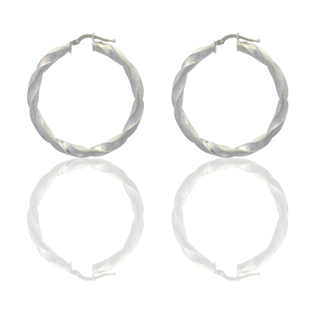 Orecchini Oro Bianco Oro 18 carati Cerchio  Solo Oro Spessore mm. 4 diametro interno cm.3