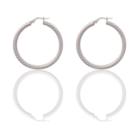 Orecchini Oro Bianco Oro 18 carati Cerchio  Solo Oro Spessore mm. 3 diametro interno cm.3
