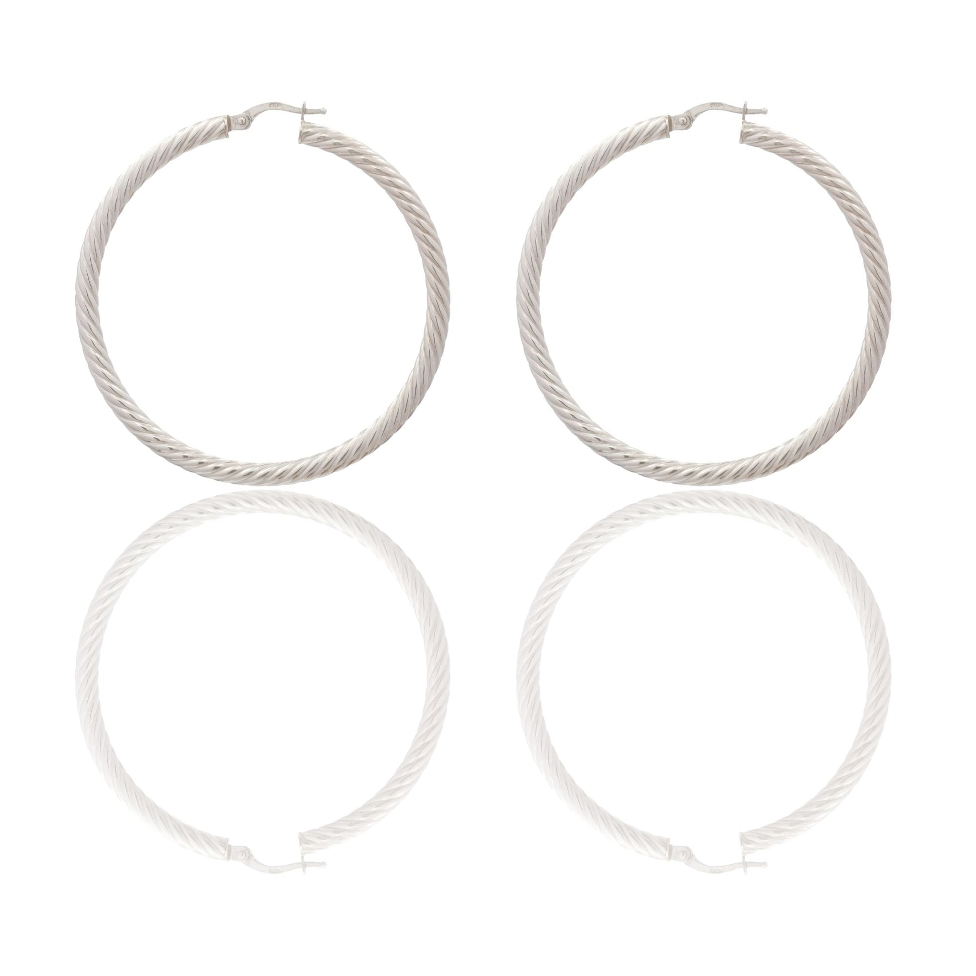 Orecchini Oro Bianco Oro 18 carati Cerchio  Solo Oro Spessore mm. 3 diametro interno cm.4