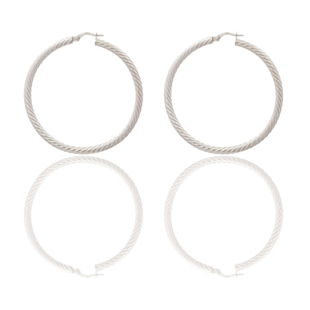 Orecchini Oro Bianco Oro 18 carati Cerchio  Solo Oro Spessore mm. 3 diametro interno cm.4