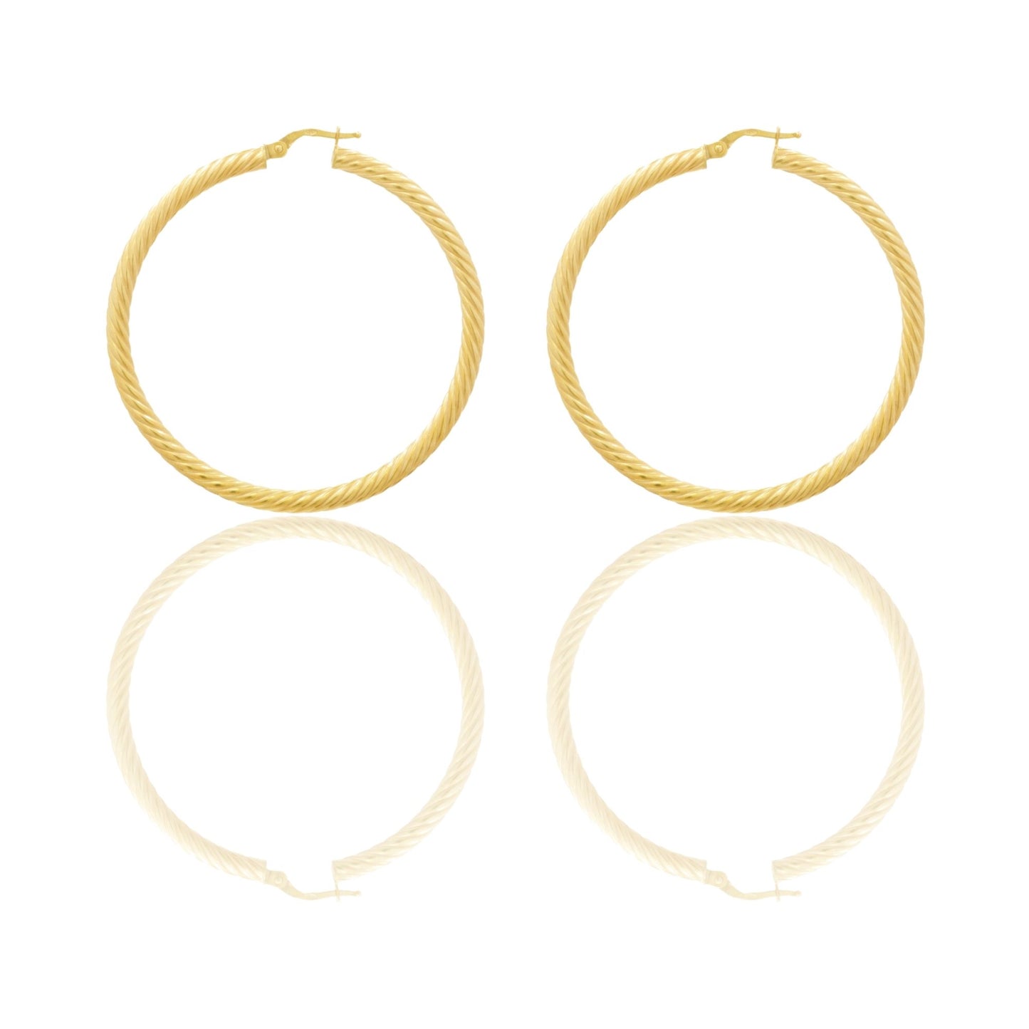 Orecchini Oro Giallo Oro 18 carati Cerchio  Solo Oro Spessore mm. 3 diametro interno cm.4