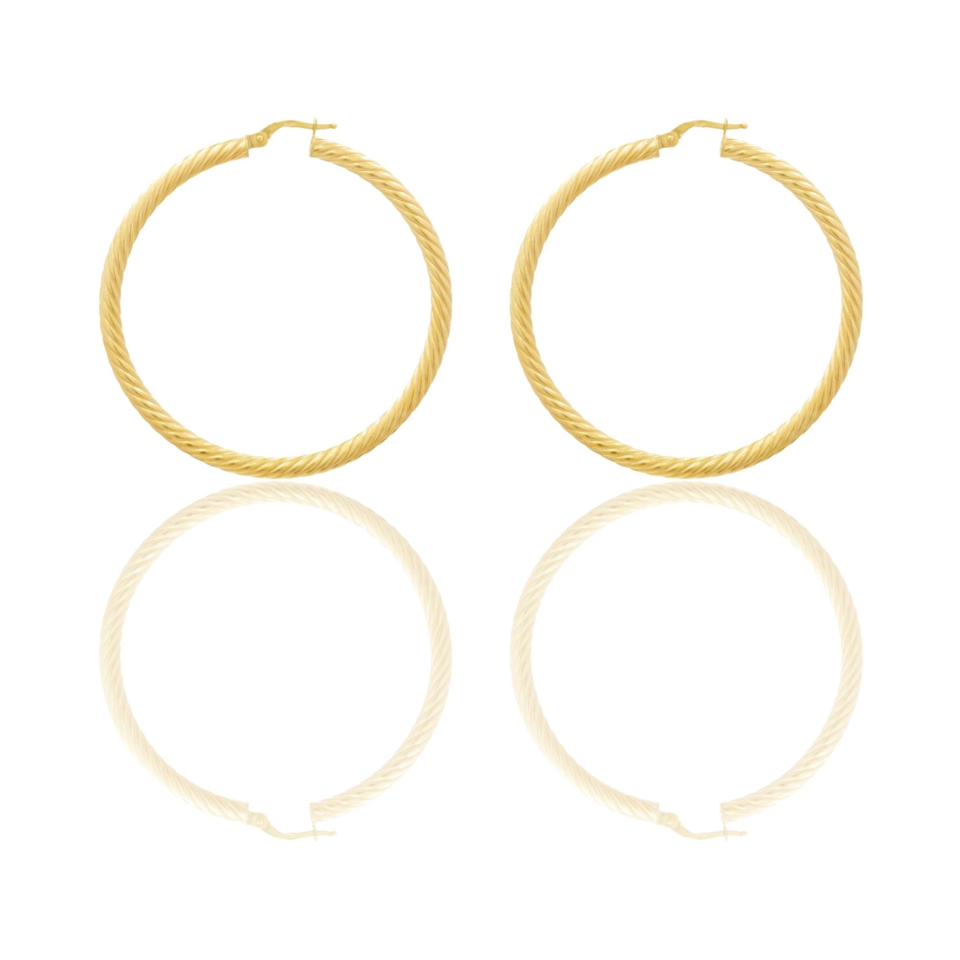 Orecchini Oro Giallo Oro 18 carati Cerchio  Solo Oro Spessore mm. 3 diametro interno cm.4