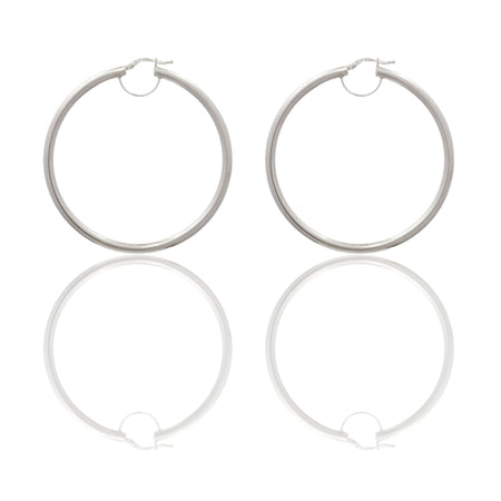 Orecchini Oro Bianco Oro 18 carati Cerchio  Solo Oro  Spessore mm. 3 diametro interno cm.5
