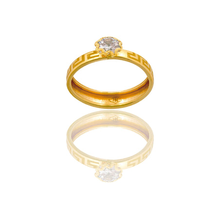Anello Oro Giallo Oro 18 carati Solitario   Zircone Bianco spessore gambo 3,4 mm , spessore pietra 6,12