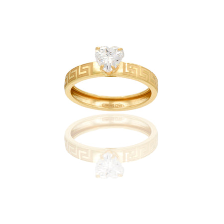 Anelli Oro Giallo Stampato  Zircone bianco spessore gambo 3,3 mm , spessore pietra 5