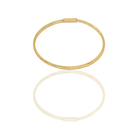 Bracciale Oro Giallo Oro 18 carati Elastico canna rettangolare Solo Oro Spessore mm.4