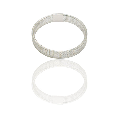 Bracciale Oro Bianco Oro 18 carati Elastico canna rettangolare Solo Oro Spessore mm.8