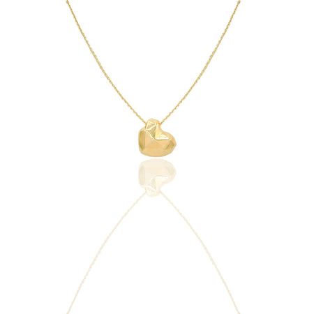 Collana Oro Giallo Oro 18 carati Cuore Sfaccettato elettroformato Solo Oro Lunghezza cm. 45