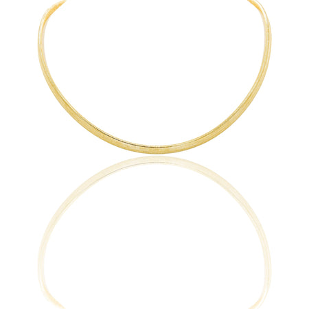 Collana Oro Giallo Oro 18 carati Elastica canna rettangolare Solo Oro Spessore mm. 6 Lunghezza cm. 40