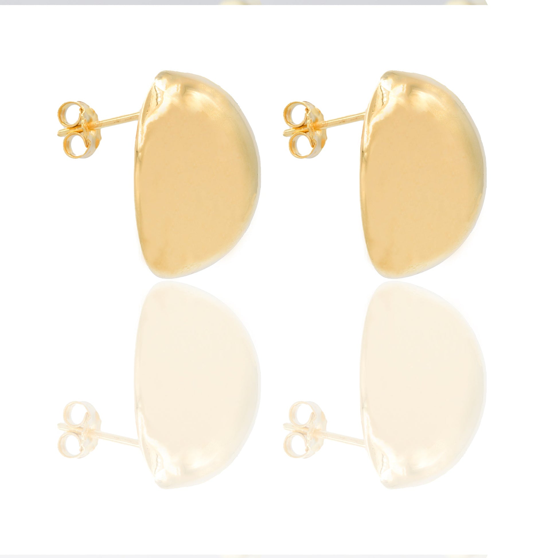 Orecchini Oro Giallo Oro 18 carati Bottone tondo Elettroformato Solo Oro cm. 1,5 x 2,0 spessore mm. 10