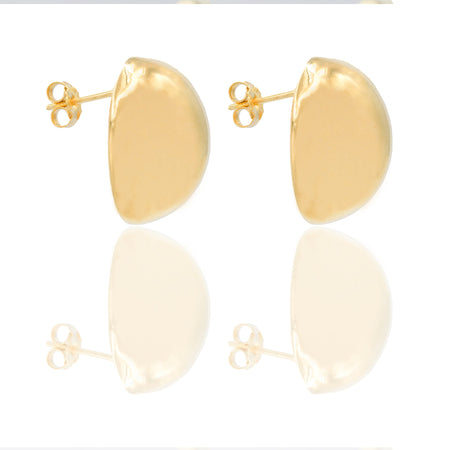 Orecchini Oro Giallo Oro 18 carati Bottone tondo Elettroformato Solo Oro cm. 1,5 x 2,0 spessore mm. 10