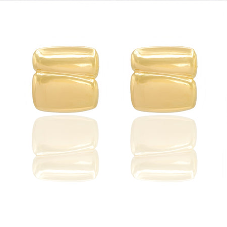 Orecchini Oro Giallo Oro 18 carati Bottone quadrato onda Elettroformato Solo Oro cm. 2,0 x 2,0 spessore mm. 4