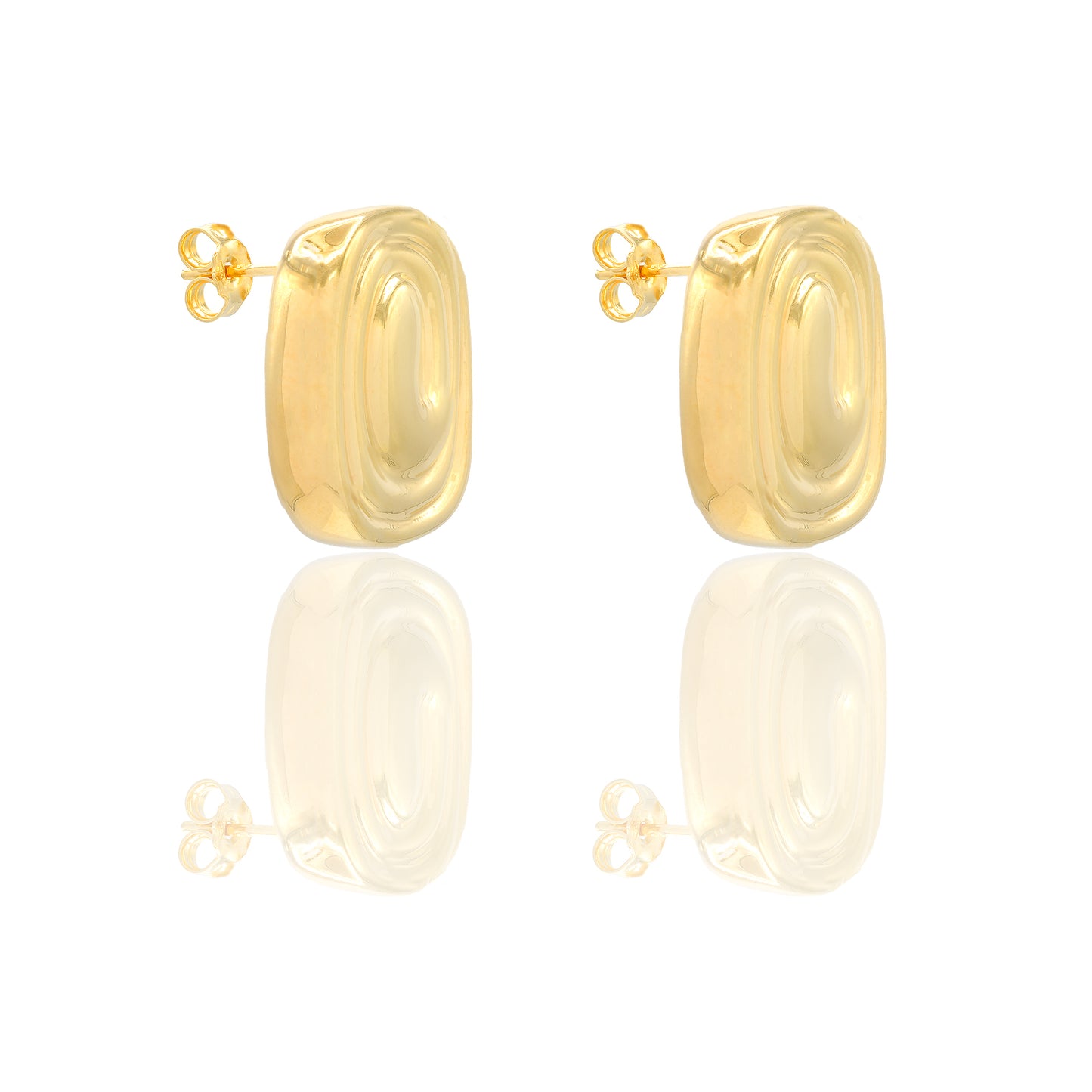 ORECCHINI DONNA BOTTONE QUADRATO ONDA ELETTROFORMATI