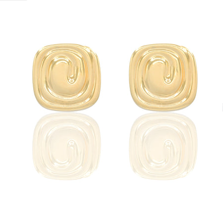 Orecchini Oro Giallo Oro 18 carati Bottone quadrato Elettroformato Solo Oro cm. 2,0 x 2,0 spessore mm. 5