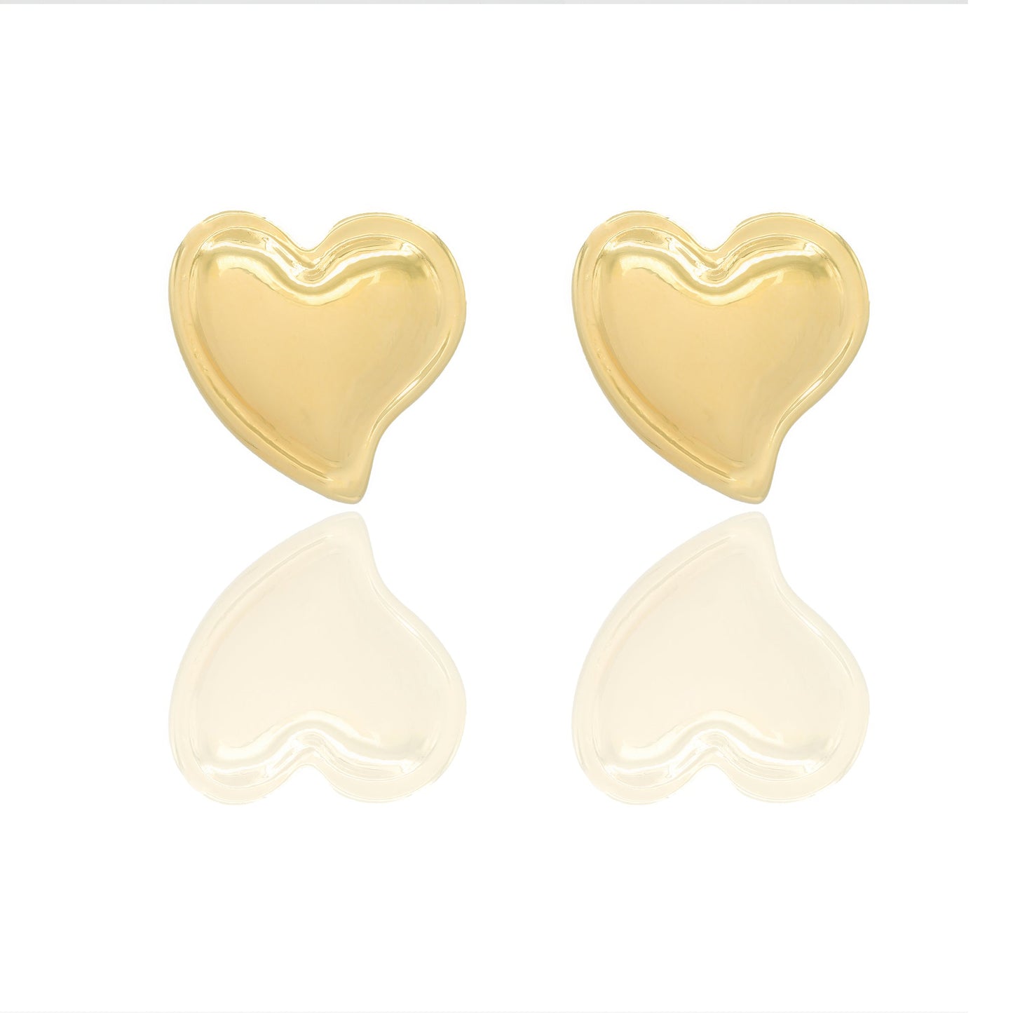 Orecchini Oro Giallo Oro 18 carati Cuore asimmetrico Elettroformato Solo Oro cm. 2,0 x 2,0 spessore mm. 5