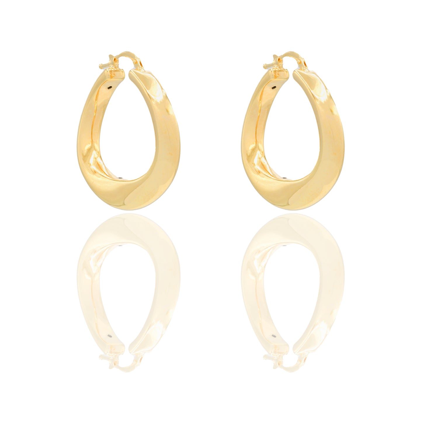 Orecchini Oro Giallo Oro 18 carati Cerchio Canna quadrata Elettroformato Solo Oro cm. 3,0 x 3,0 spessore mm. 5 diametro cm.2