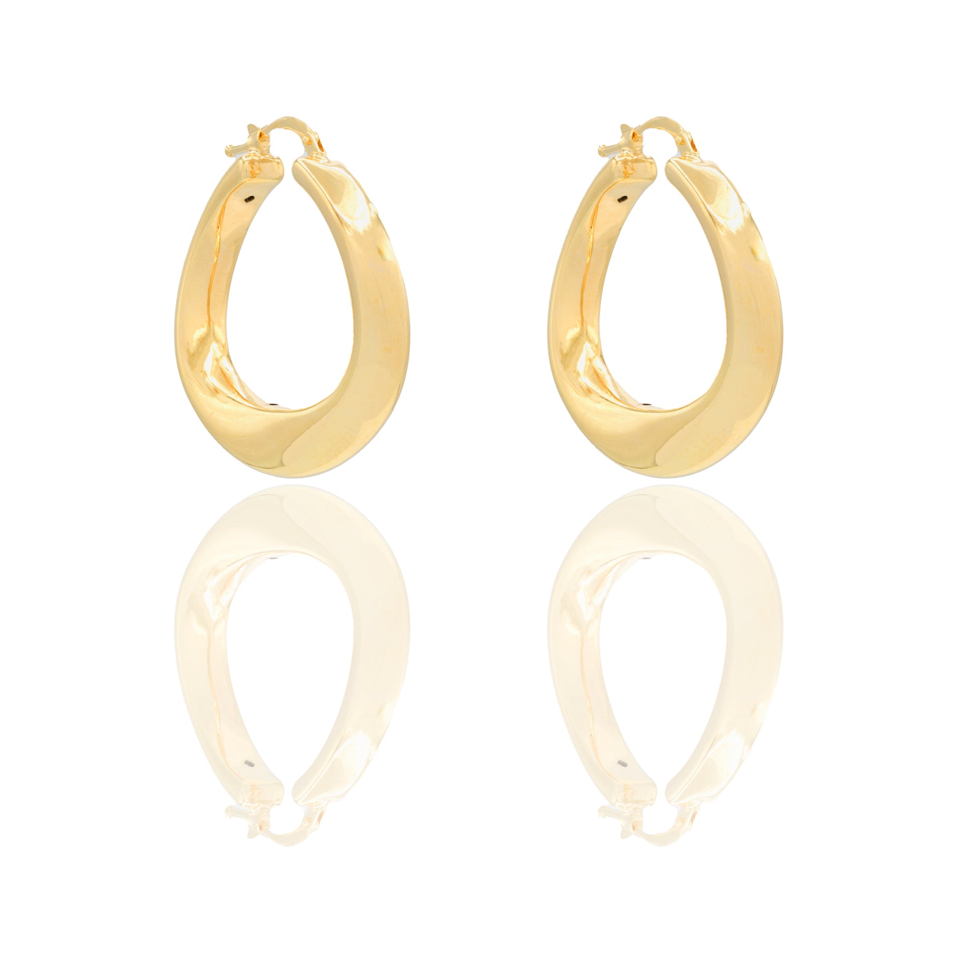 Orecchini Oro Giallo Oro 18 carati Cerchio Canna quadrata Elettroformato Solo Oro cm. 3,0 x 3,0 spessore mm. 5 diametro cm.2