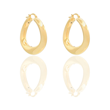 Orecchini Oro Giallo Oro 18 carati Cerchio Canna quadrata Elettroformato Solo Oro cm. 3,0 x 3,0 spessore mm. 5 diametro cm.2