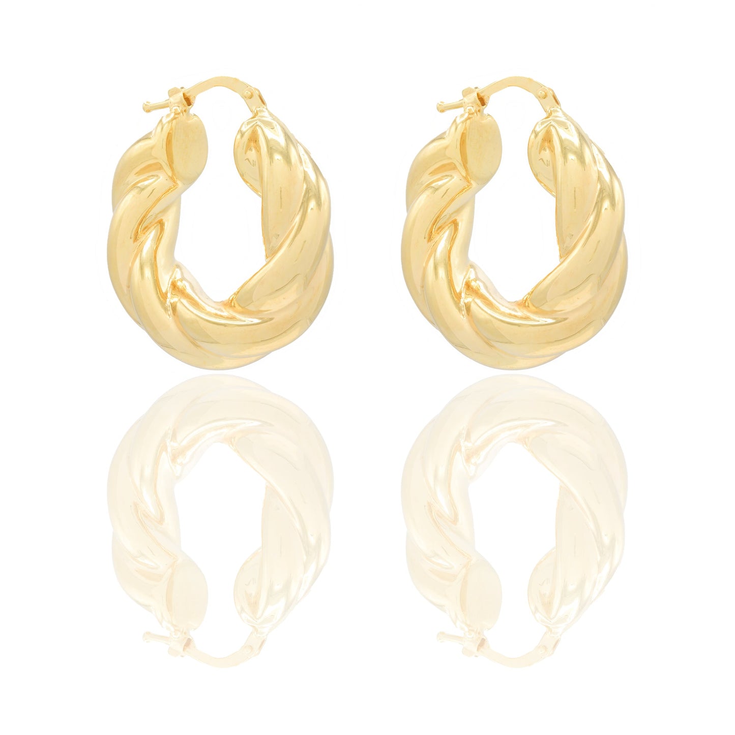 Orecchini Oro Giallo Oro 18 carati Cerchio Intrecciato Elettroformato Solo Oro spessore mm. 8 diametro cm.1,5