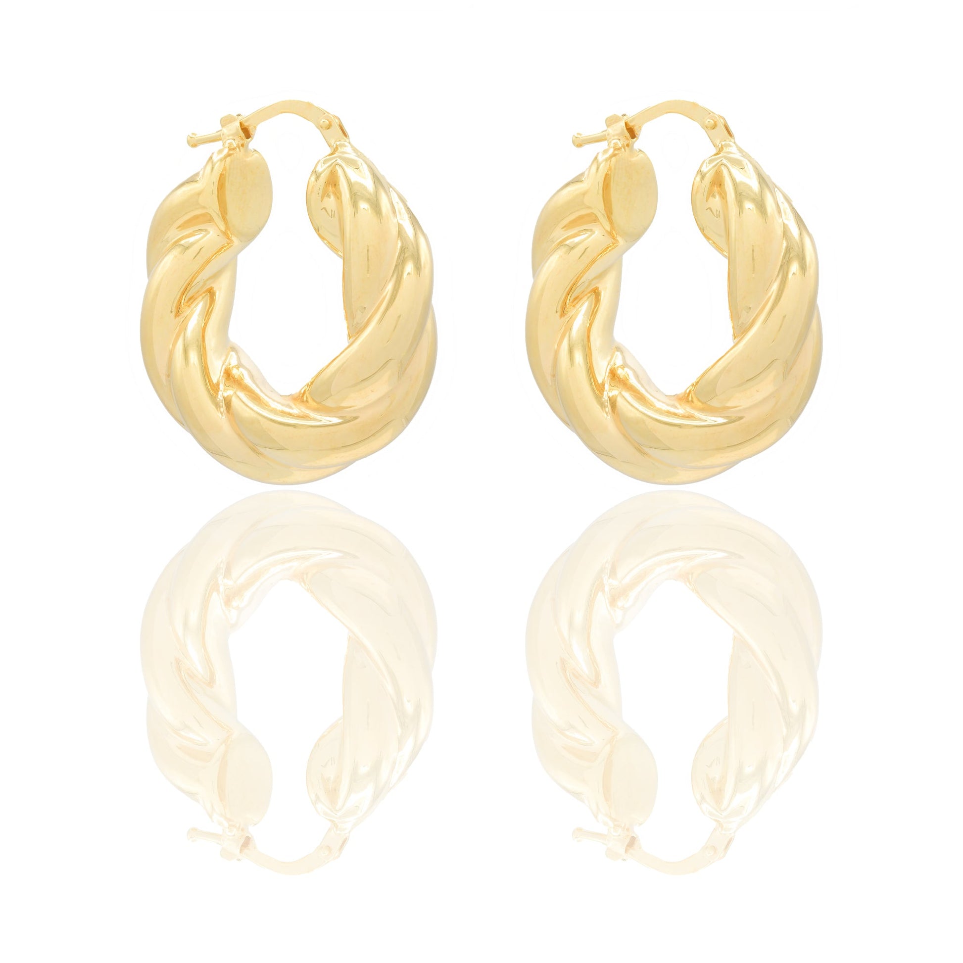 Orecchini Oro Giallo Oro 18 carati Cerchio Intrecciato Elettroformato Solo Oro spessore mm. 8 diametro cm.1,5