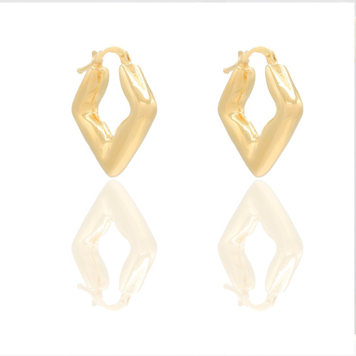 Orecchini Oro Giallo Oro 18 carati Rombo Elettroformato Solo Oro lunghezza cm.2 spessore mm. 4 diametro cm. 1