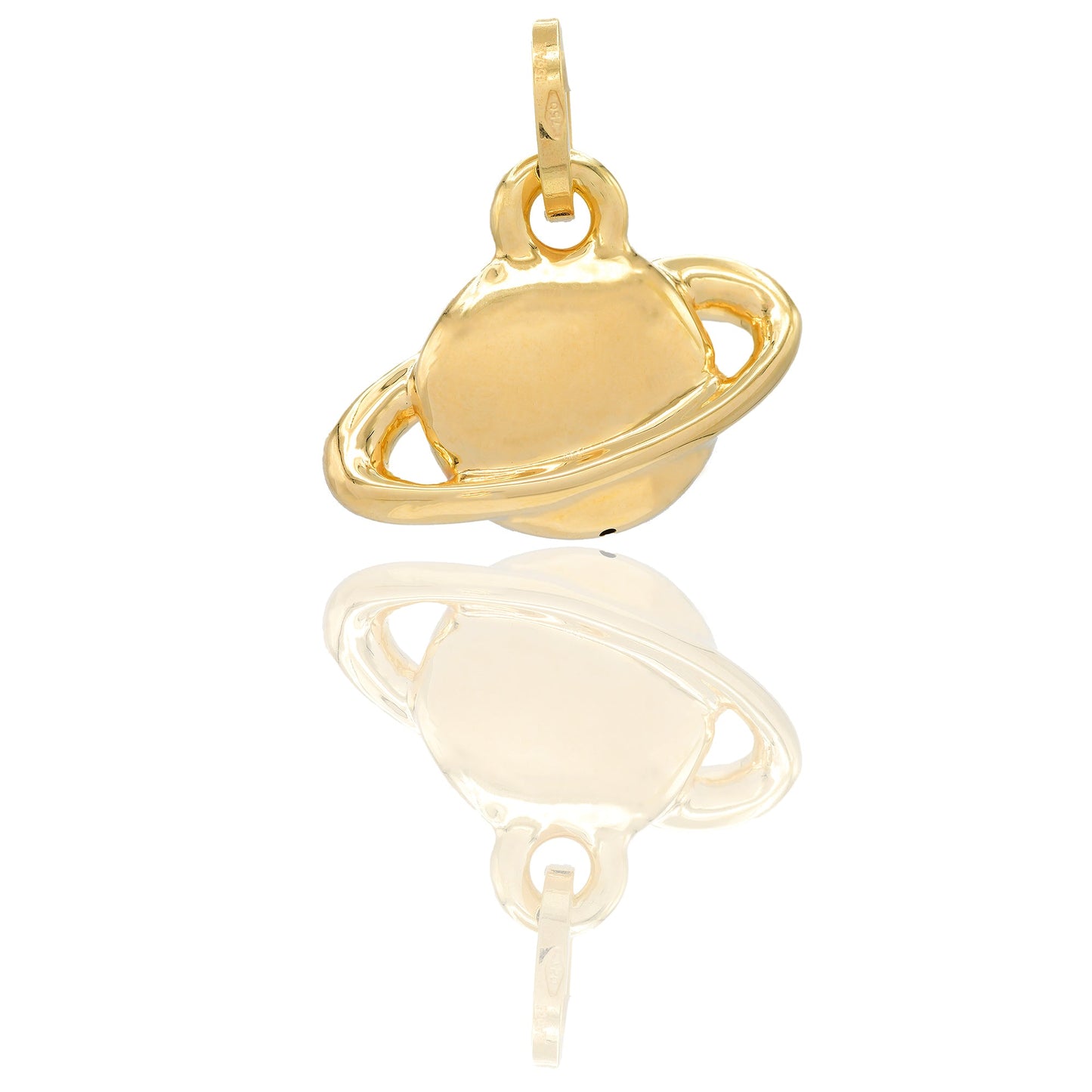 Ciondolo Oro Giallo Oro 18 carati Pianeta Saturno Elettroformato Solo Oro cm. 2,5 x 2,5 spessore mm. 7