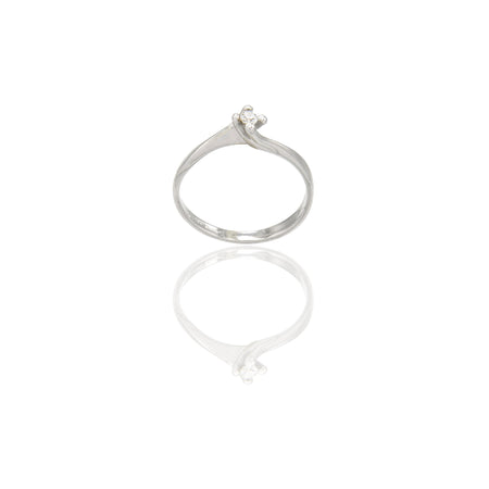 Anello Oro Bianco Oro 18 carati Solitario Valentino 4 griffe Zircone Bianco spessore gambo 1,7 mm , spessore pietra 3