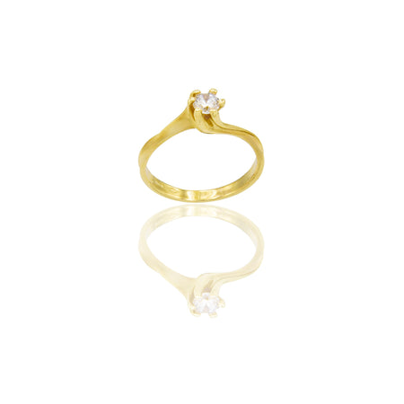 Anello Oro Giallo Oro 18 carati Solitario 6 griffe Zircone Bianco spessore gambo 2,0 mm , spessore pietra 5