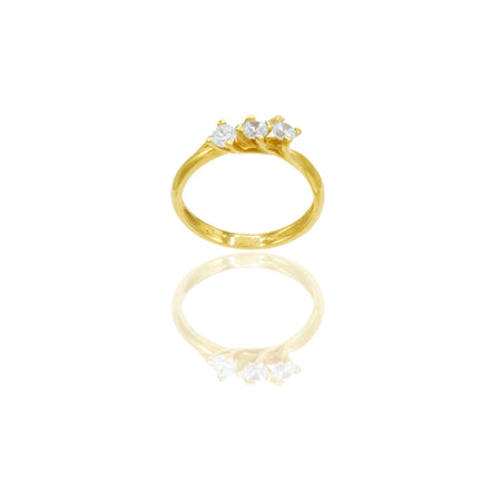 Anello Oro Giallo Oro 18 carati Trilogy Valentino Zirconi Bianchi spessore gambo 2,5 mm , spessore pietra 5