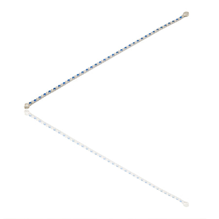 Bracciali Oro Bianco Maglia  Zirconi Blu, Zirconi Bianchi lunghezza 18cm spessore mm 2