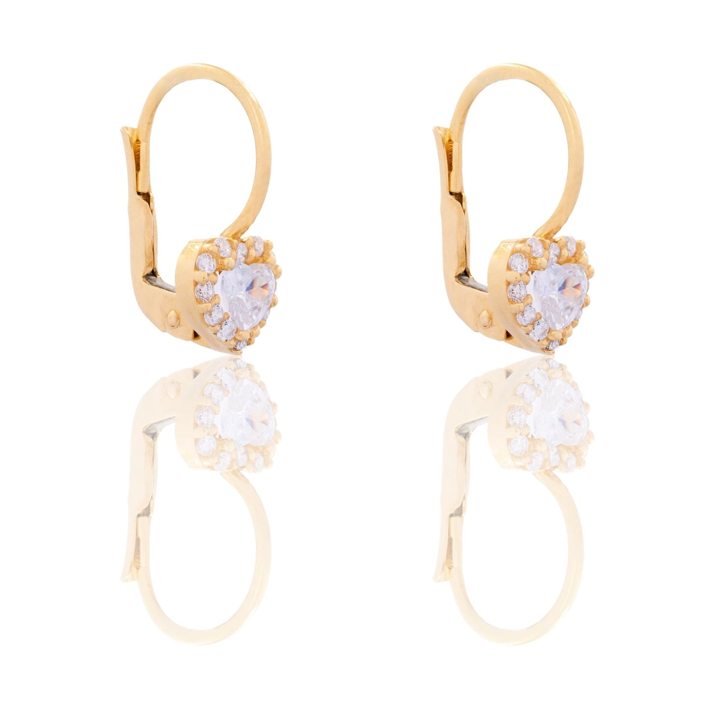 ORECCHINI DONNA CUORE PIETRA CENTRALE CONTORNO CHIUSURA MONACHINA