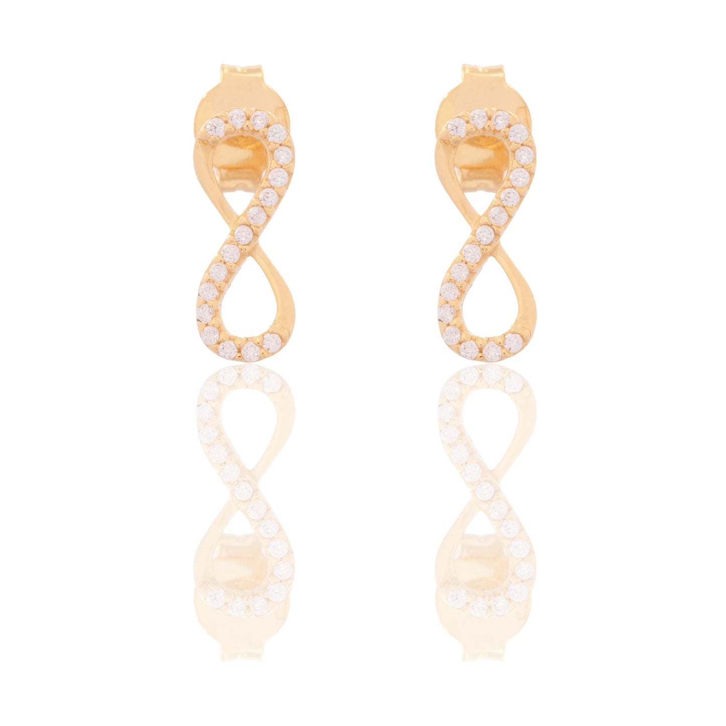 Orecchini Oro Giallo Oro 18 carati Simbolo Infinito Zirconi Bianchi