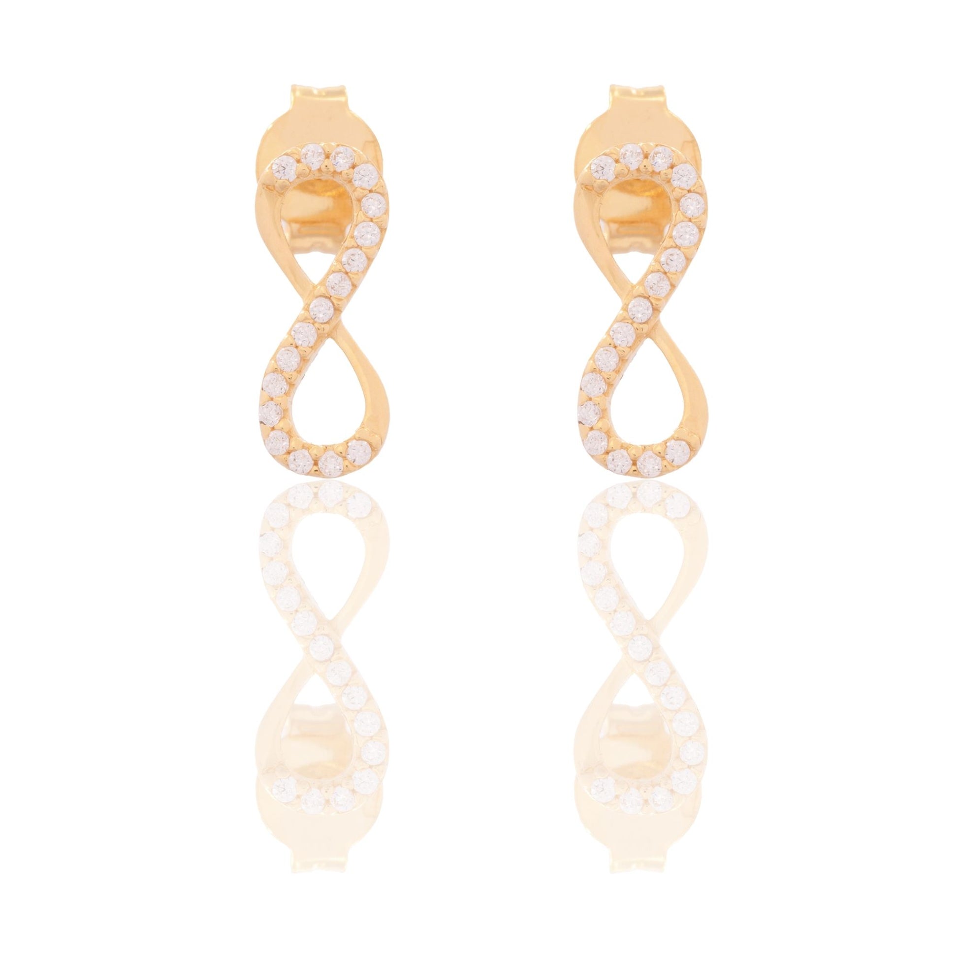 Orecchini Oro Giallo Oro 18 carati Simbolo Infinito Zirconi Bianchi