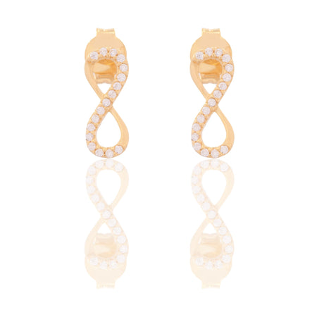 Orecchini Oro Giallo Oro 18 carati Simbolo Infinito Zirconi Bianchi