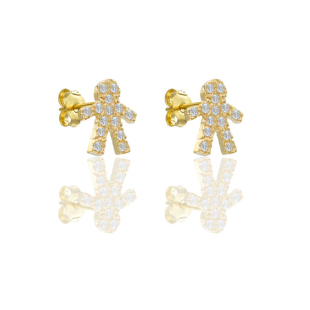 Orecchini Oro Giallo Oro 18 carati Bimbo Pavè Zirconi Bianchi lunghezza cm.1,00 larghezza cm.0,8