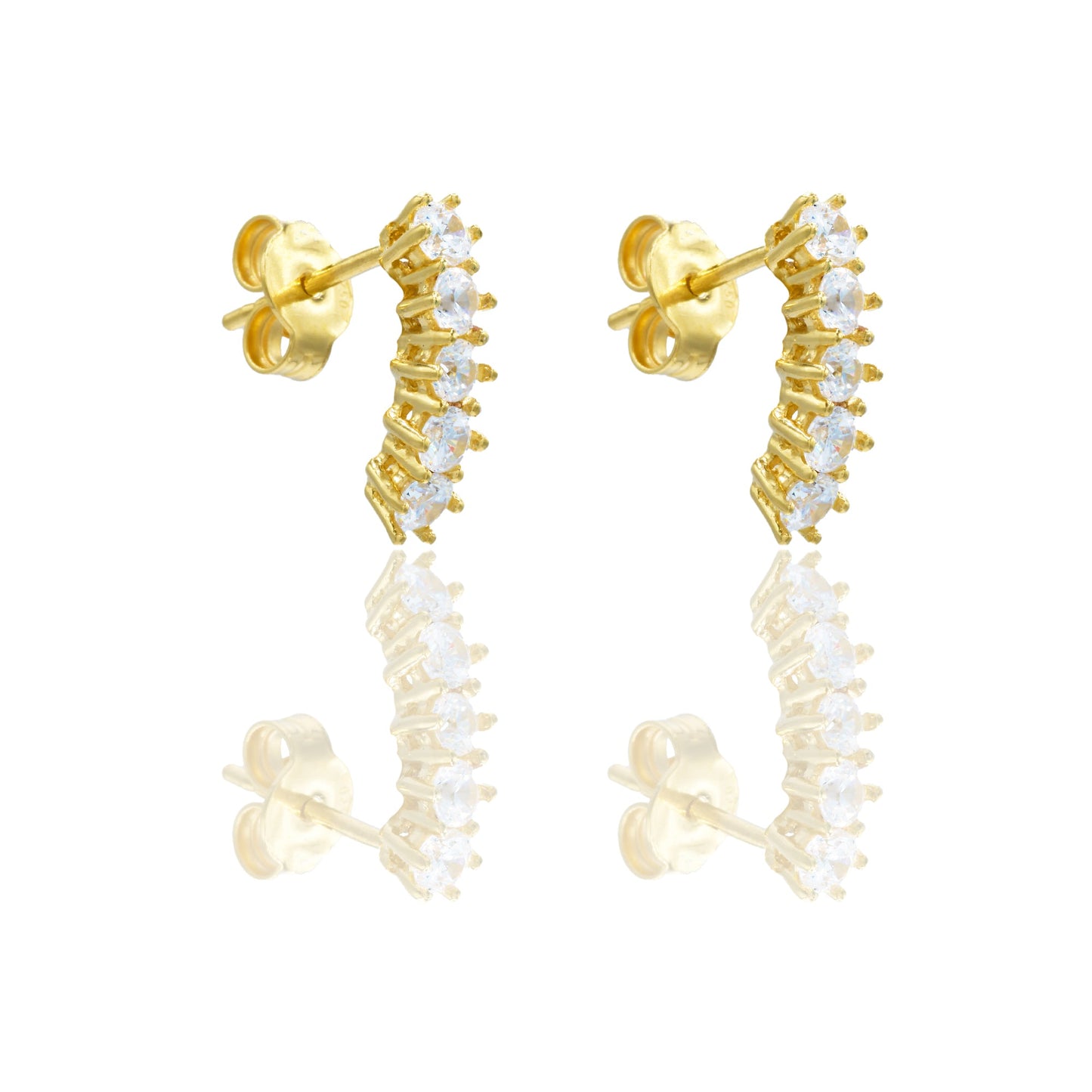 Orecchini Oro Giallo Oro 18 carati Tennis 5 Pietre Zirconi Bianchi lunghezza cm.1,50