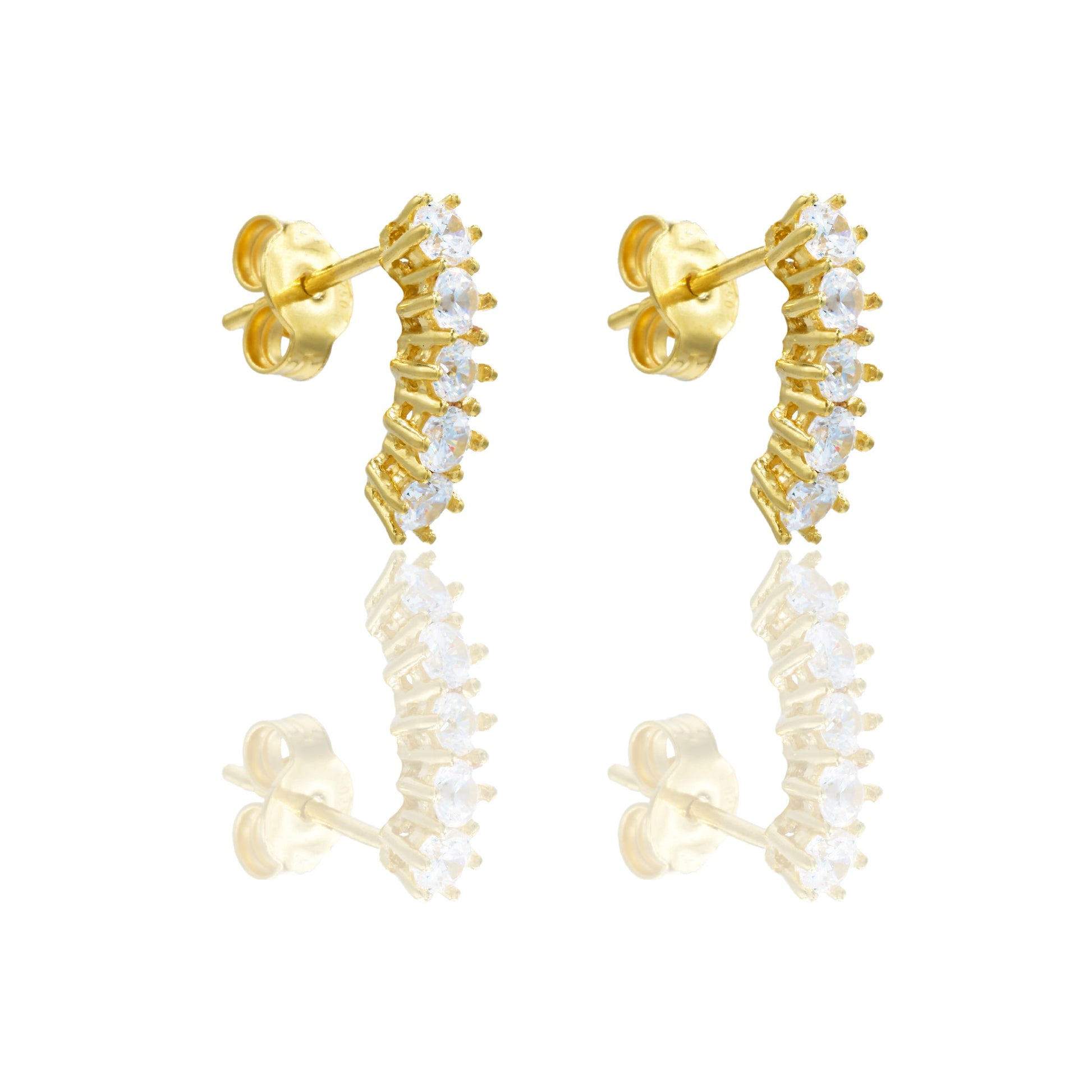 Orecchini Oro Giallo Oro 18 carati Tennis 5 Pietre Zirconi Bianchi lunghezza cm.1,50