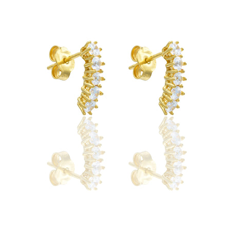 Orecchini Oro Giallo Oro 18 carati Tennis 5 Pietre Zirconi Bianchi lunghezza cm.1,50