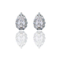 Orecchini Oro Bianco Oro 18 carati Goccia A Lobo Centro E Contorno Zirconi Bianchi