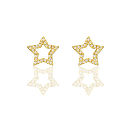 Orecchini Oro Giallo Oro 18 carati Stella traforata pavè Zirconi Bianchi lunghezza cm.1,00 larghezza cm.1,00