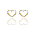 Orecchini Oro Giallo Oro 18 carati Contorno cuore pavè Zirconi Bianchi lunghezza cm.1,00 larghezza cm.0,70