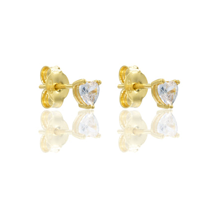 Orecchini Oro Giallo Oro 18 carati Punto luce Cuore Zircone Bianco lunghezza cm.0,50 larghezza cm.0,40