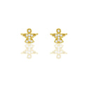 Orecchini Oro Giallo Oro 18 carati Angioletto pavè Zirconi Bianchi lunghezza cm.0,5 larghezza cm.0,5