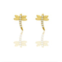 Orecchini Oro Giallo Oro 18 carati Libellula pavè Zirconi Bianchi lunghezza cm.1,00 larghezza cm.0,6