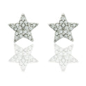 Orecchini Oro Bianco Oro 18 carati Stella A Lobo Zirconi Bianchi
