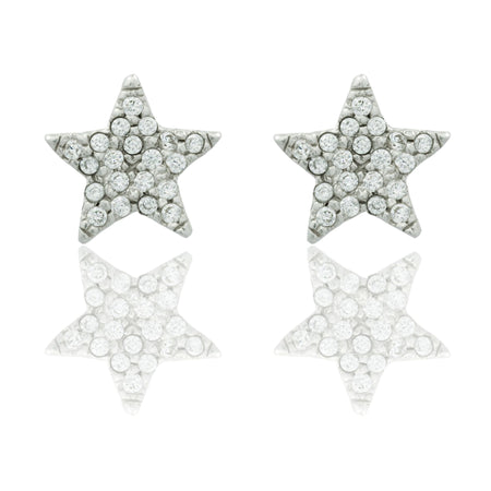 Orecchini Oro Bianco Oro 18 carati Stella A Lobo Zirconi Bianchi